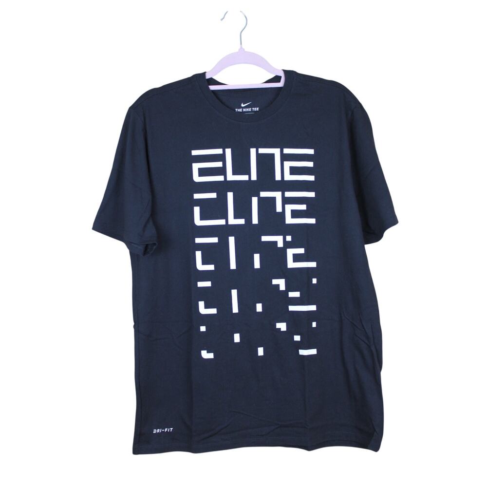 Mens The Nike Tee Dri-Fit Black White Short Sleeve Elite Design T-Shirt Size L